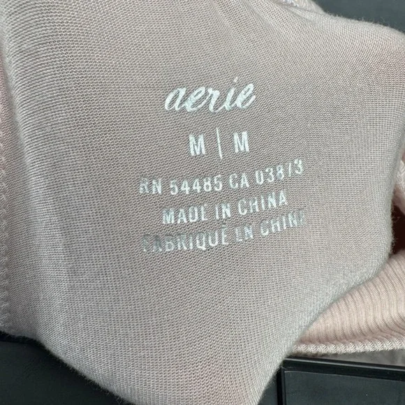 Aerie Women's Lounge Pants Joggers Pink Ribbed Waistband Pockets Size M - Picture 5 of 5